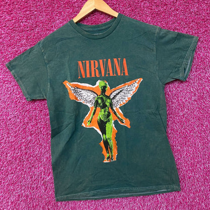 Nirvana In Utero Album Grunge Band Green T-Shirt Medium