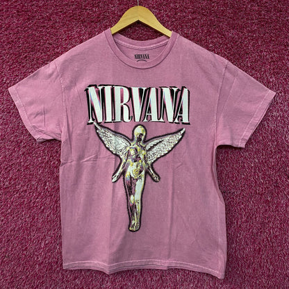 Nirvana In Utero Live 93 Rock Tour Dates Grunge Band Tee Large