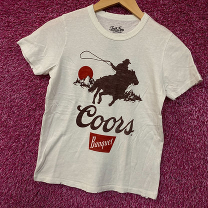 Junk Food Clothing Coors Banquet Cowboy Vintage Style Graphic Women's Tee Small