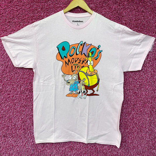 Nickelodeon Rocko's Moder Life Animated Series Cartoon Graphic Pink T-Shirt large