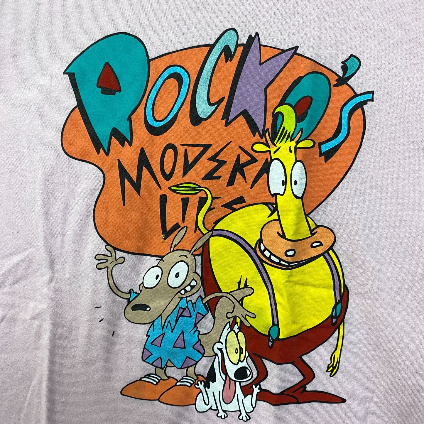 Nickelodeon Rocko's Moder Life Animated Series Cartoon Graphic Pink T-Shirt large