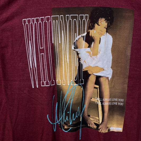 Whitney Houston I Will Always Love You Washed Graphic Burgundy T-Shirt 2XL
