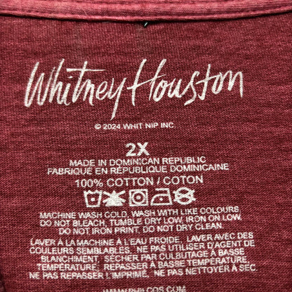 Whitney Houston I Will Always Love You Washed Graphic Burgundy T-Shirt 2XL