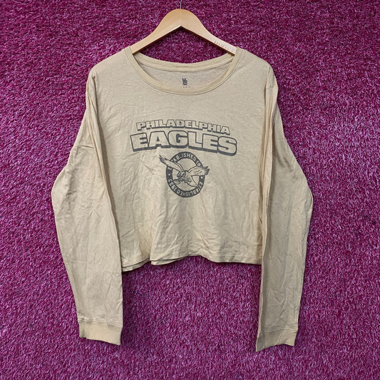 Junk Food Clothing Philadelphia Eagles Women's Brown Cropped Long-Sleeve Tee XL