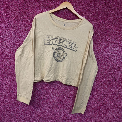 Junk Food Clothing Philadelphia Eagles Women's Brown Cropped Long-Sleeve Tee XL