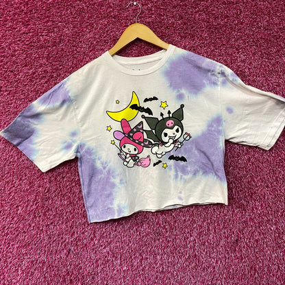 Sanrio Kuromi and My Melody Halloween Tie-Dye Crop T-Shirt Medium