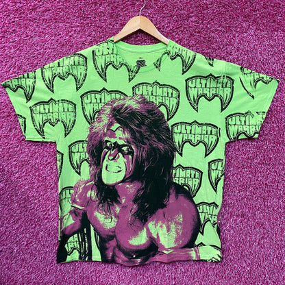 Ripple Junction Neon Green The Ultimate Warrior Allover Print T-Shirt Size XL