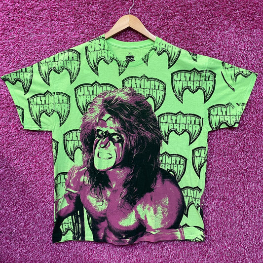 Ripple Junction Neon Green The Ultimate Warrior Allover Print T-Shirt Size XL