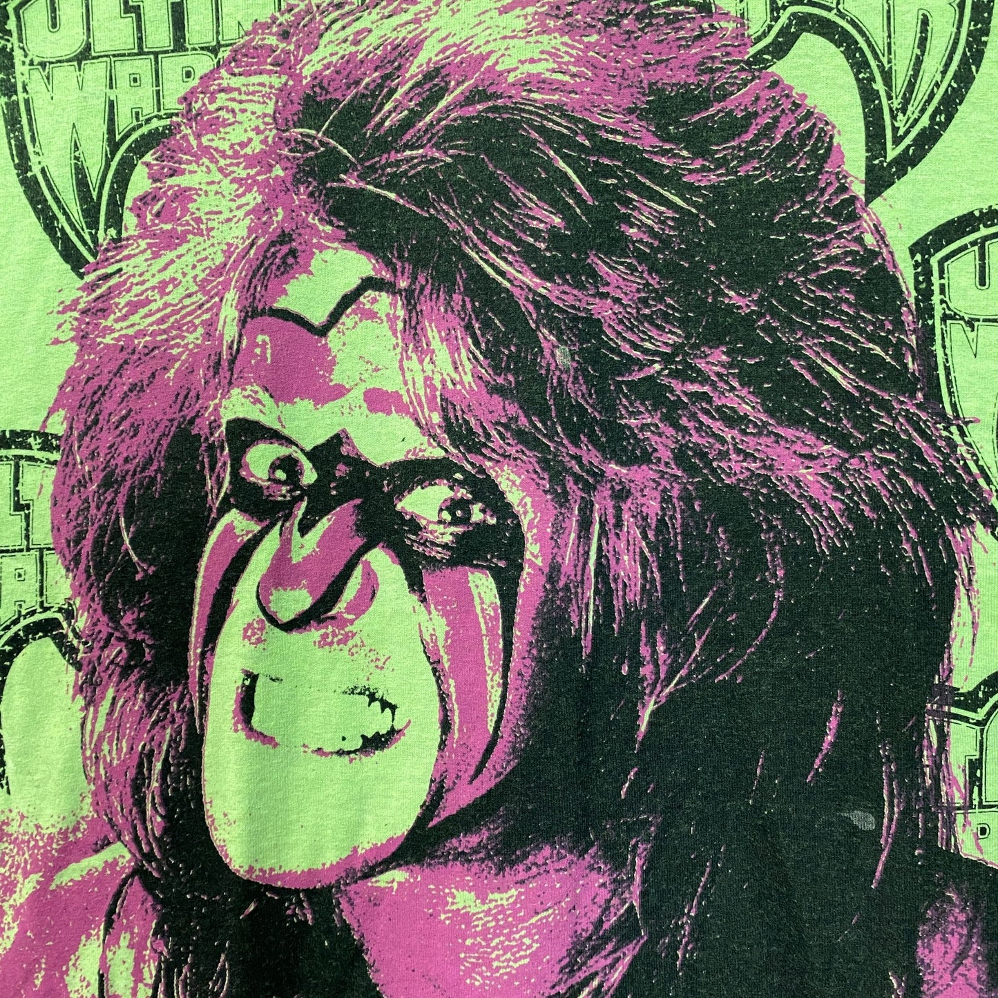 Ripple Junction Neon Green The Ultimate Warrior Allover Print T-Shirt Size XL