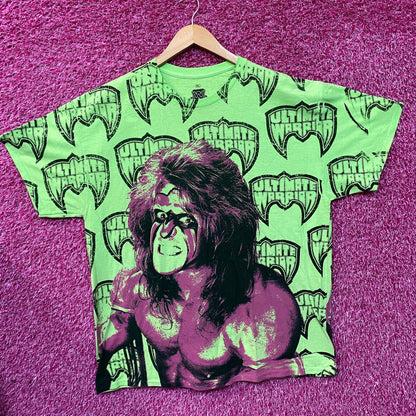 Ripple Junction Neon Green The Ultimate Warrior Allover Print T-Shirt Size XL