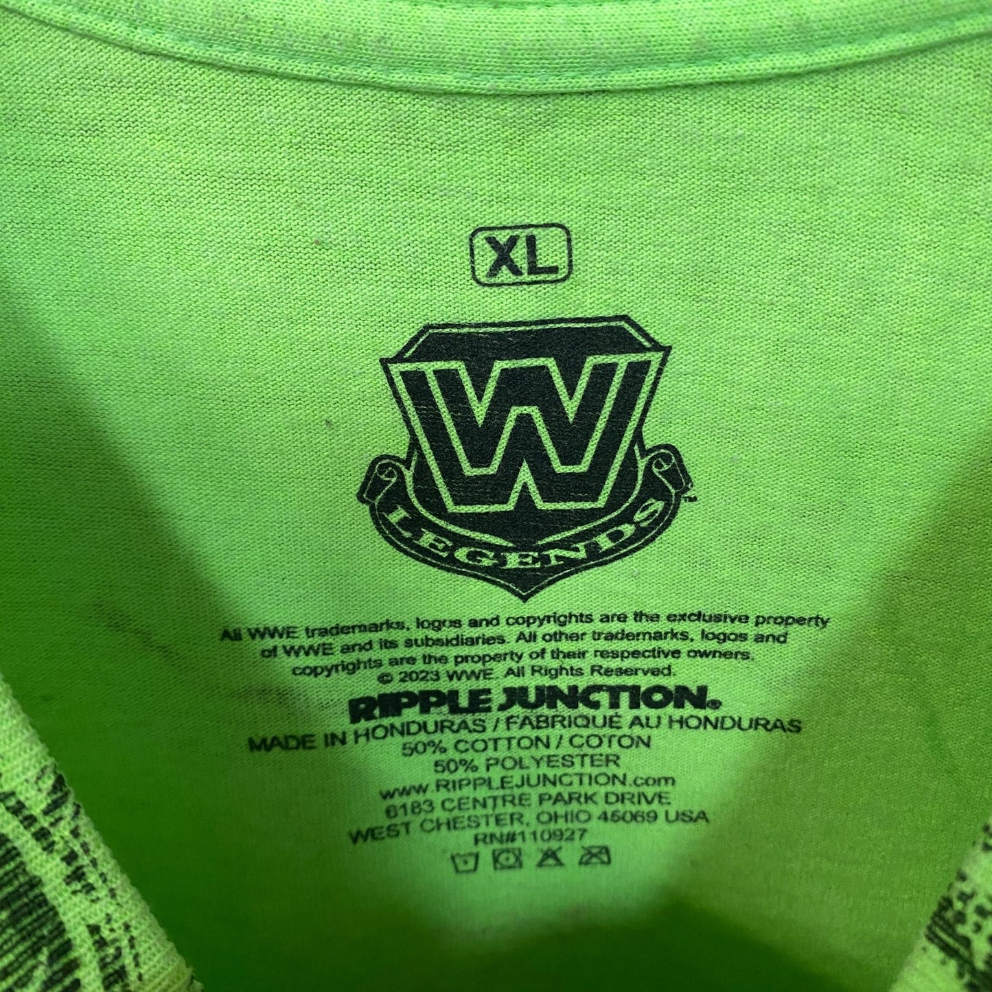 Ripple Junction Neon Green The Ultimate Warrior Allover Print T-Shirt Size XL