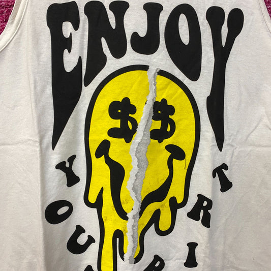 Enjoy Your Trip Melting Smiley Face Tank Top Large