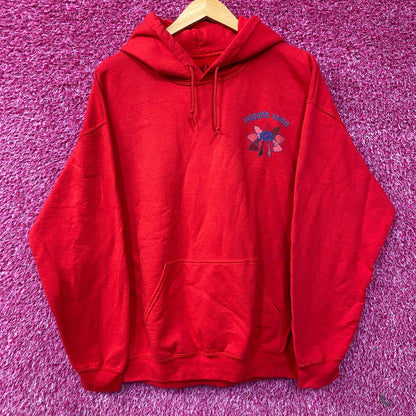 Triple Red Geometric Embroidered Logo Hip Hop Hoodie Large