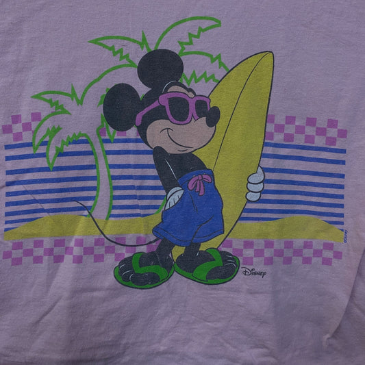 Junk Food Clothing Mickey Mouse Surf Flea Market Pink Crop T-Shirt XS