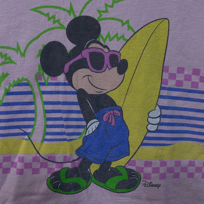 Junk Food Clothing Mickey Mouse Surf Flea Market Pink Crop T-Shirt XS