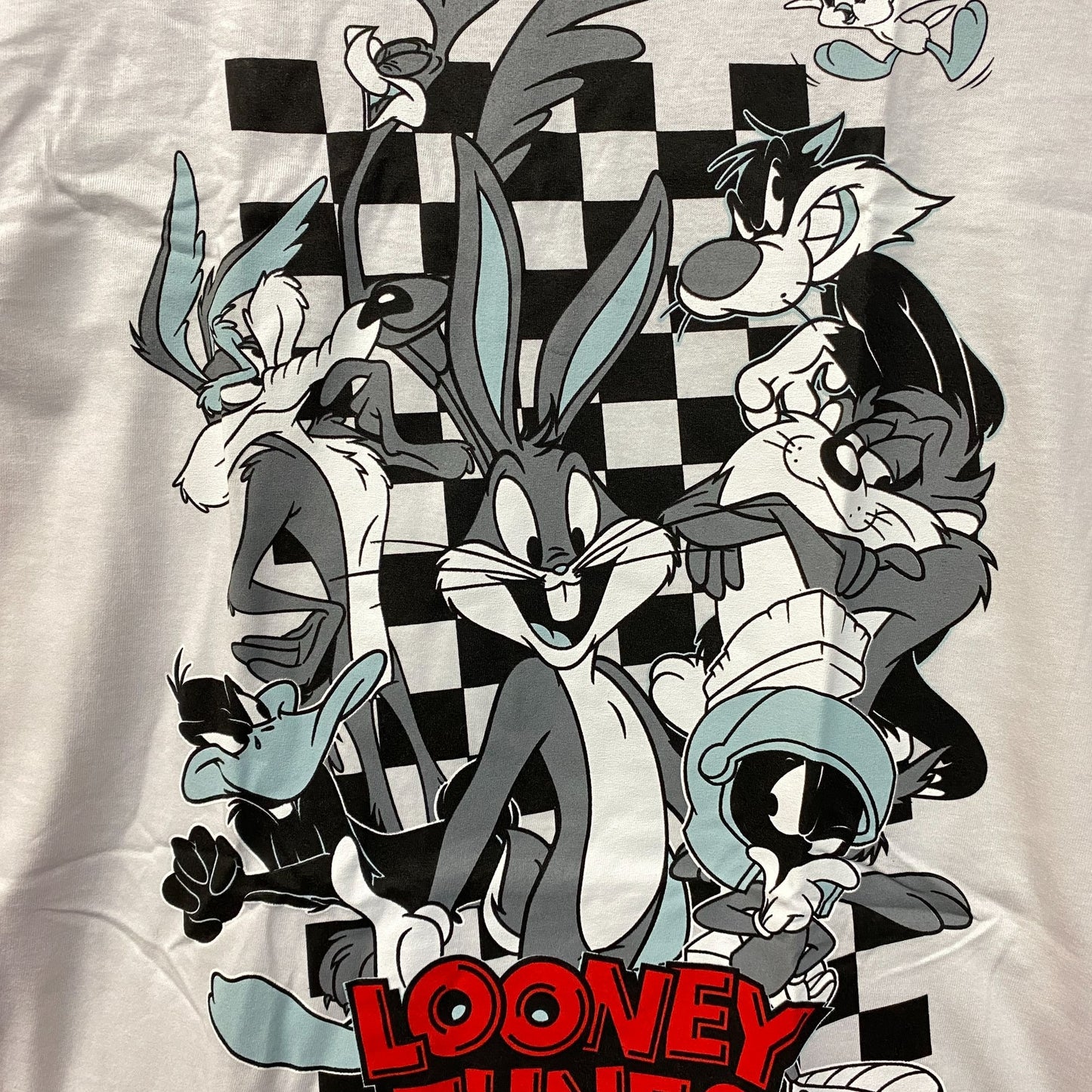 Looney Tunes Bugs Bunny and Friends Characters Checkered T-Shirt XS