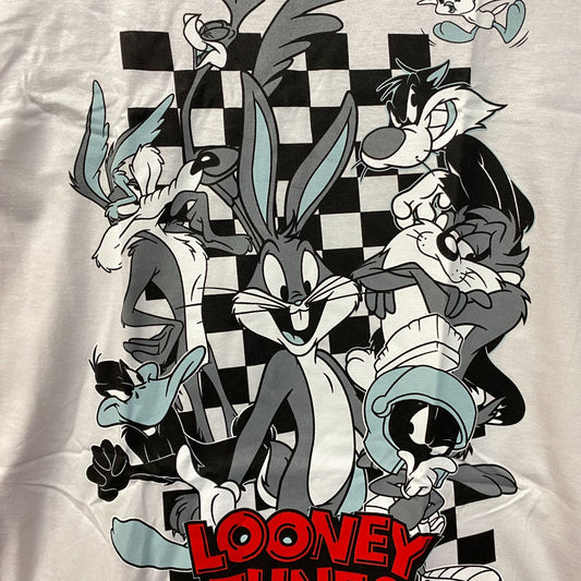 Looney Tunes Bugs Bunny and Friends Characters Checkered T-Shirt XS