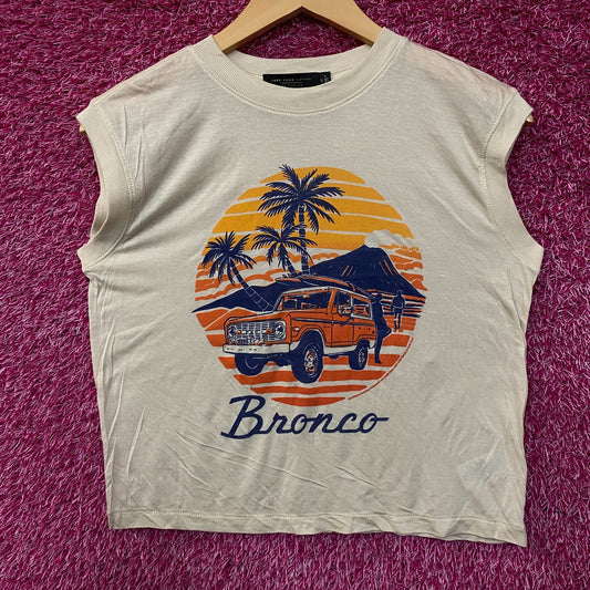 Junk Food Clothing Ford Bronco Sunset Graphic Tissue Crop Tank XS