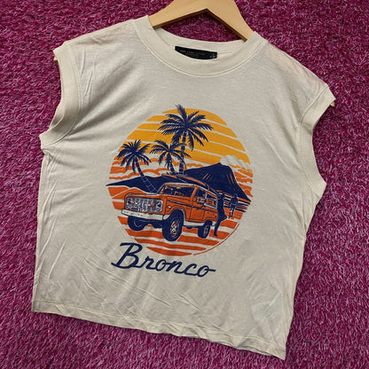 Junk Food Clothing Ford Bronco Sunset Graphic Tissue Crop Tank XS