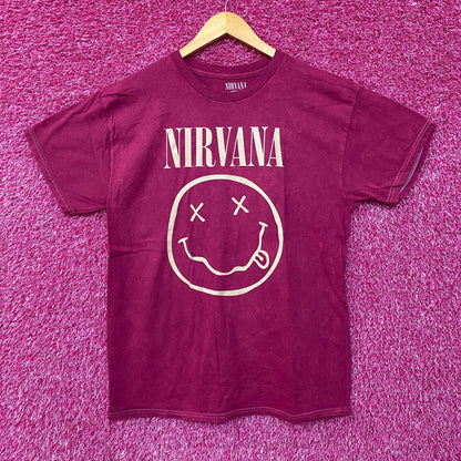 Nirvana Neverming Grunge Magenta Rock Tee Large