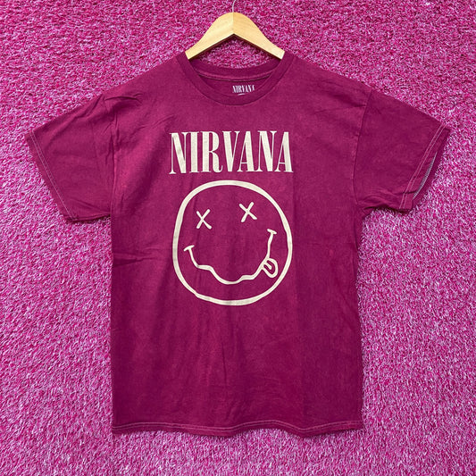 Nirvana Neverming Grunge Magenta Rock Tee Large