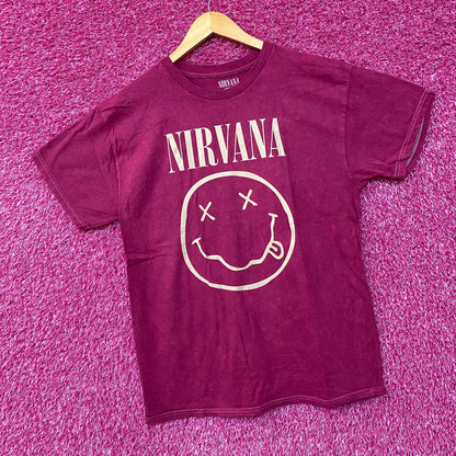 Nirvana Neverming Grunge Magenta Rock Tee Large