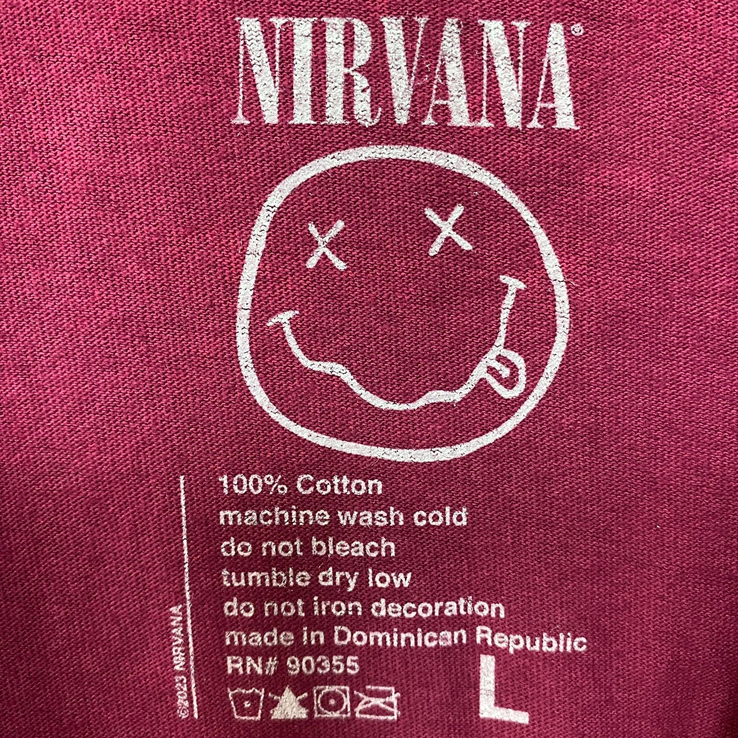Nirvana Neverming Grunge Magenta Rock Tee Large