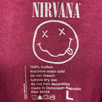 Nirvana Neverming Grunge Magenta Rock Tee Large
