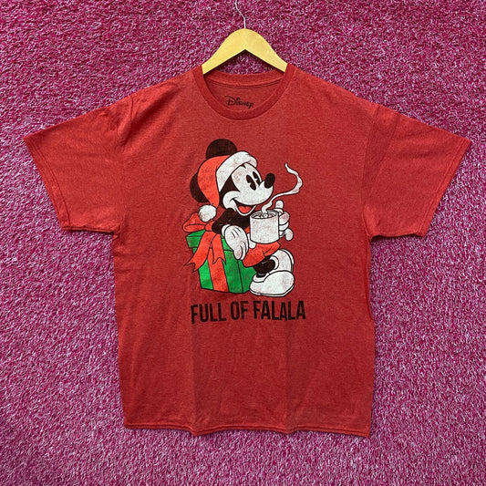 Santa Mickey Mouse Full of Falala Christmas Disney Tee L