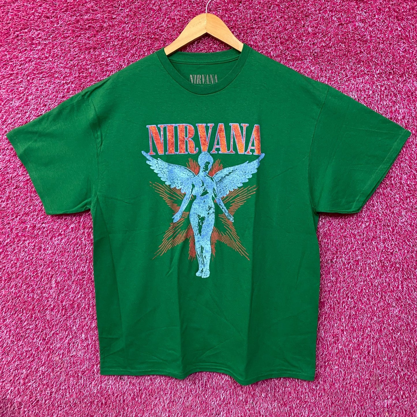Nirvana In Utero Angel Graphic Grunge Green T-Shirt XL
