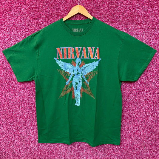 Nirvana In Utero Angel Graphic Grunge Green T-Shirt XL
