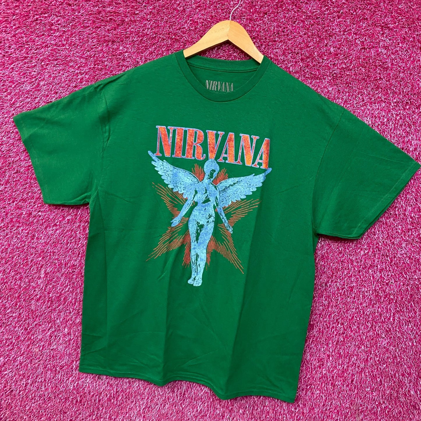 Nirvana In Utero Angel Graphic Grunge Green T-Shirt XL