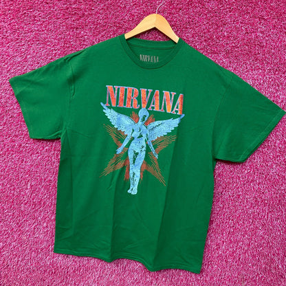 Nirvana In Utero Angel Graphic Grunge Green T-Shirt XL