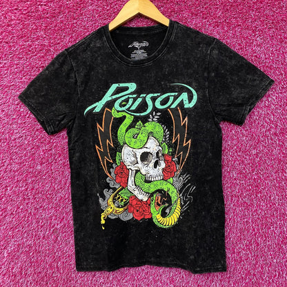 Poison Snakes and Skulls Mineral Wash Rock Band T-Shirt Small