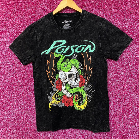 Poison Snakes and Skulls Mineral Wash Rock Band T-Shirt Small
