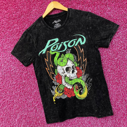 Poison Snakes and Skulls Mineral Wash Rock Band T-Shirt Small