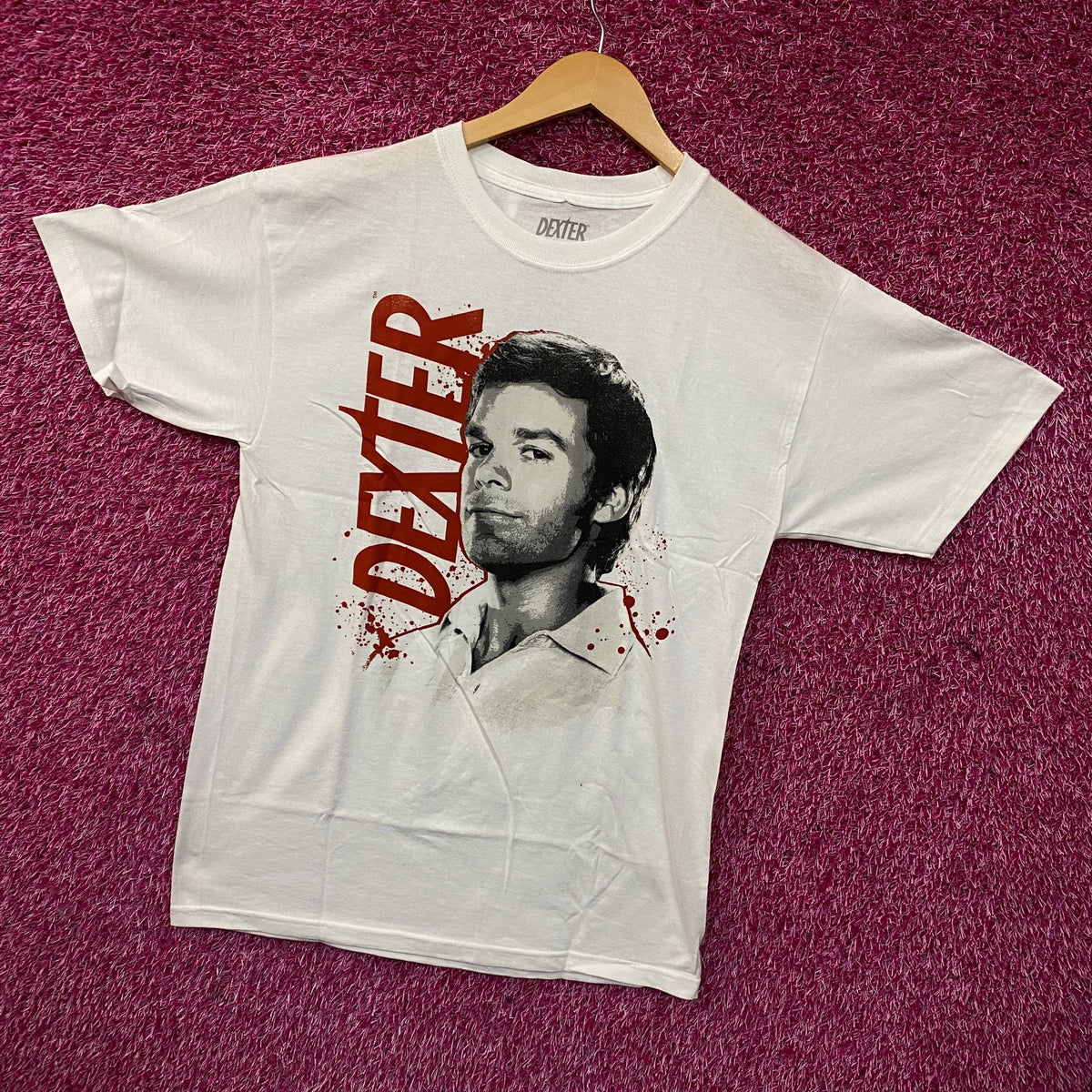 Dexter Blood Splatter Portrait T-Shirt Medium