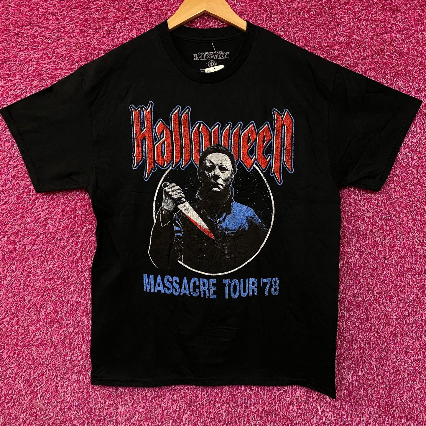 John Carpenter's Halloween Michael Myers Massacre Tour '78 Horror Graphic T-Shirt Large