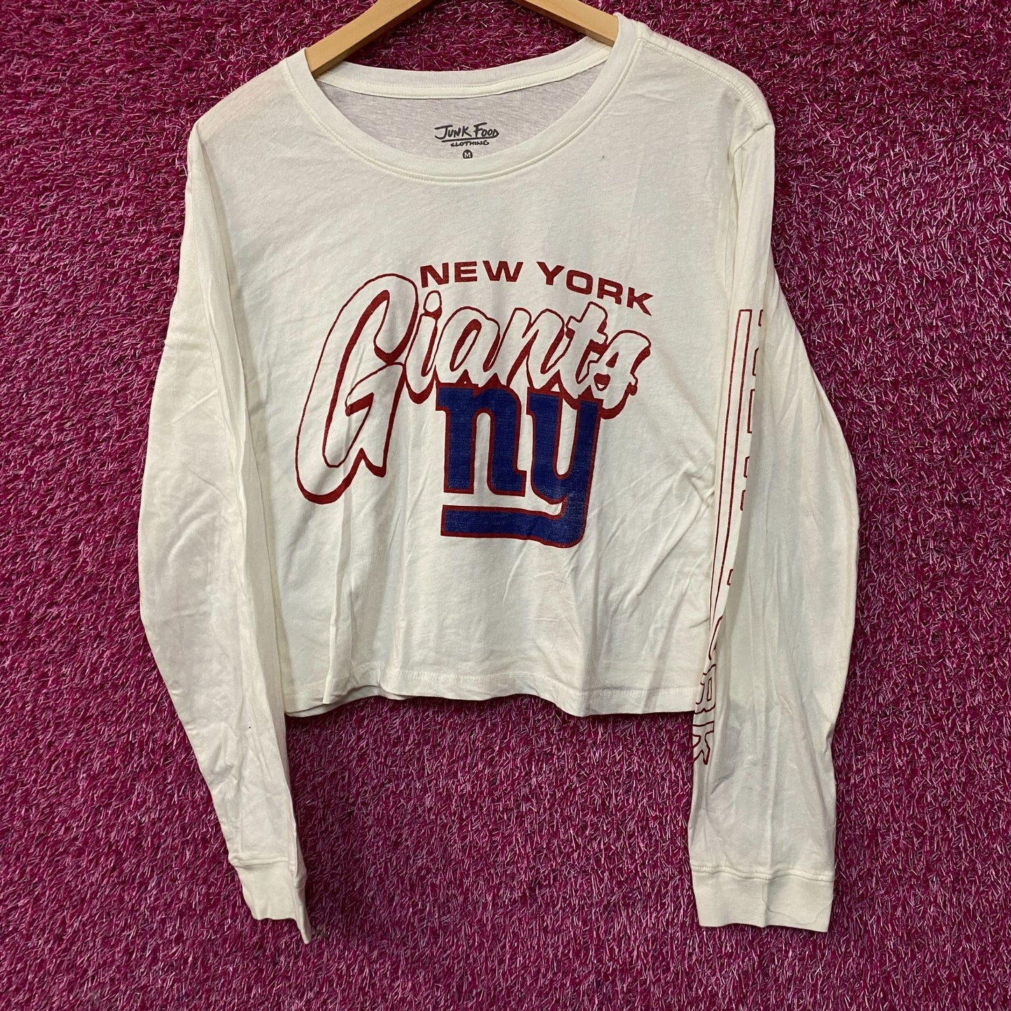 Junk Food Clothing New York Giants Touchdown Long Sleeve Crop Tee Medium
