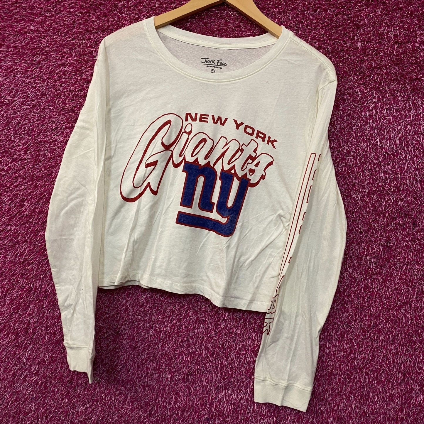 Junk Food Clothing New York Giants Touchdown Long Sleeve Crop Tee Medium