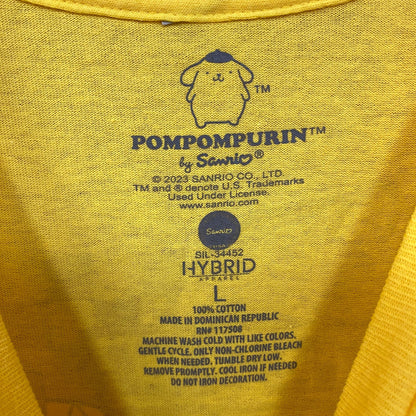 Sanrio Pompompurin Racing Kawaii Print T-Shirt Large