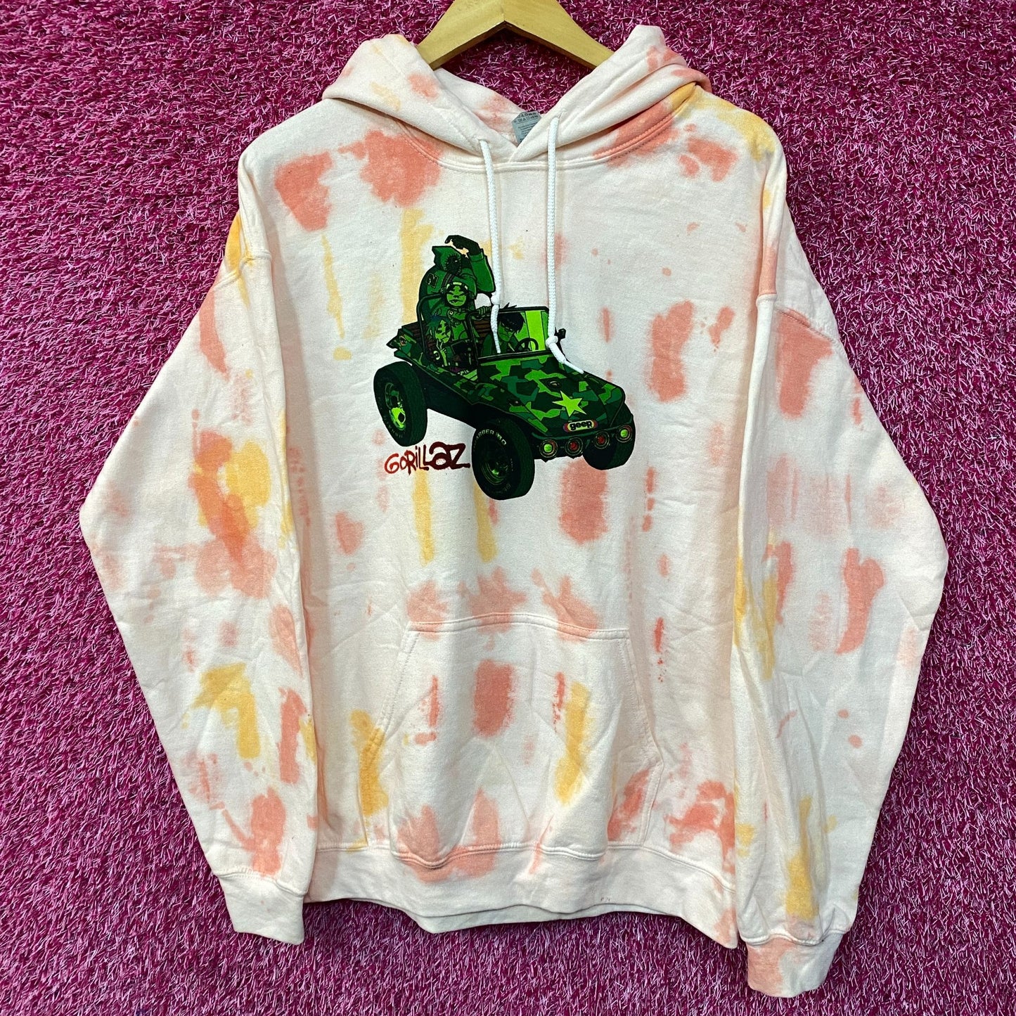 Gorillaz Self-Titled Album Cover Tie-Dye Hoodie Size Large