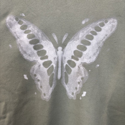 Butterfly Design Golden Hour Light Green  Oversized Sweatshirt Women's Large