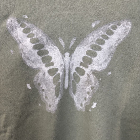 Butterfly Design Golden Hour Light Green  Oversized Sweatshirt Women's Large