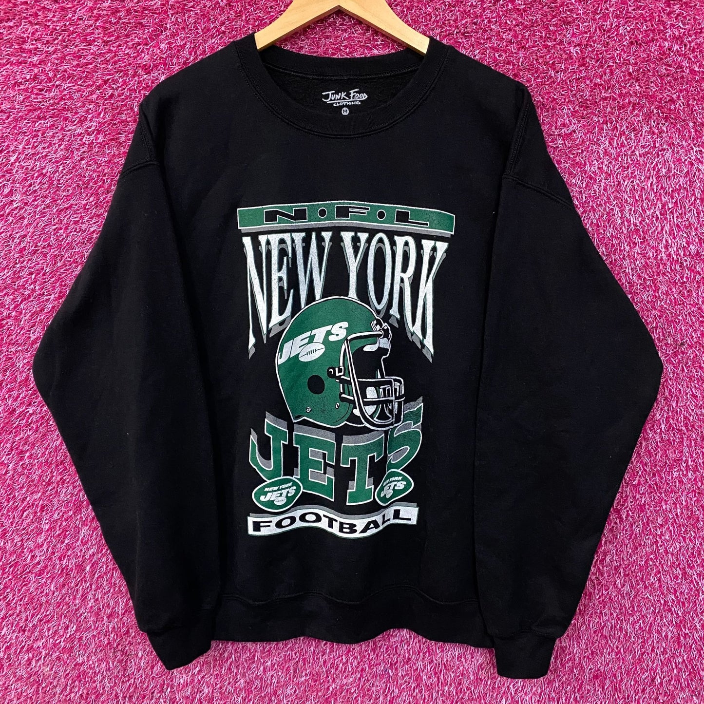 Junk Food Clothing New York Jets Helmet Logo Crewneck Sweater Medium