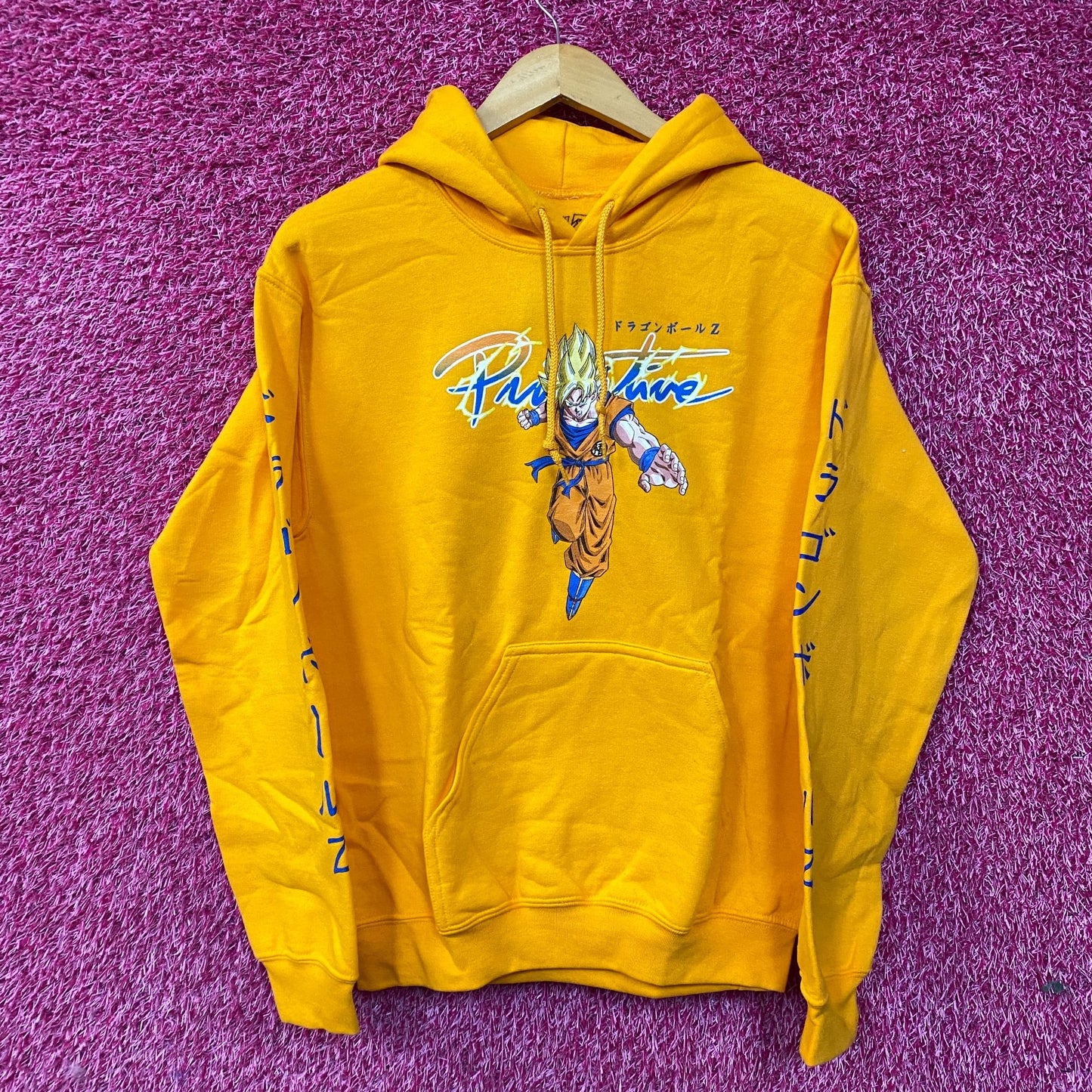 Primitive x Dragon Ball Z Super Saiyan Goku Gold Anime Hoodie Small