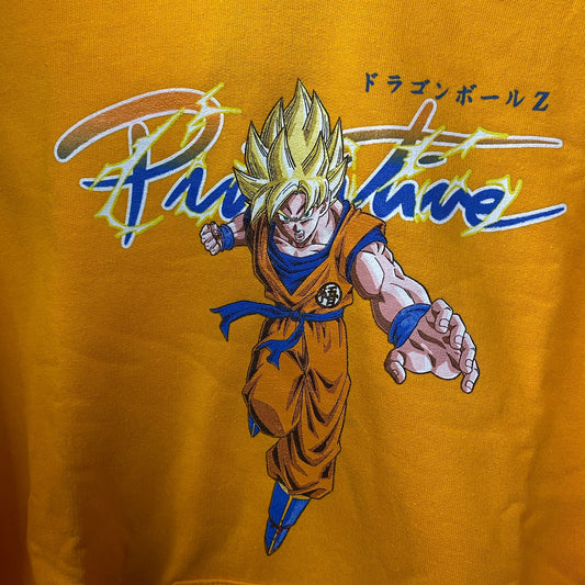 Primitive x Dragon Ball Z Super Saiyan Goku Gold Anime Hoodie Small