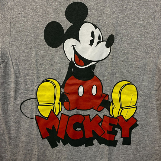 Disney Mickey Mouse Sitting Graphic Print Gray T-Shirt small