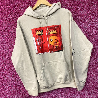 Jean Michel Basquiat Crown King Design Biege Hoodie size Medium