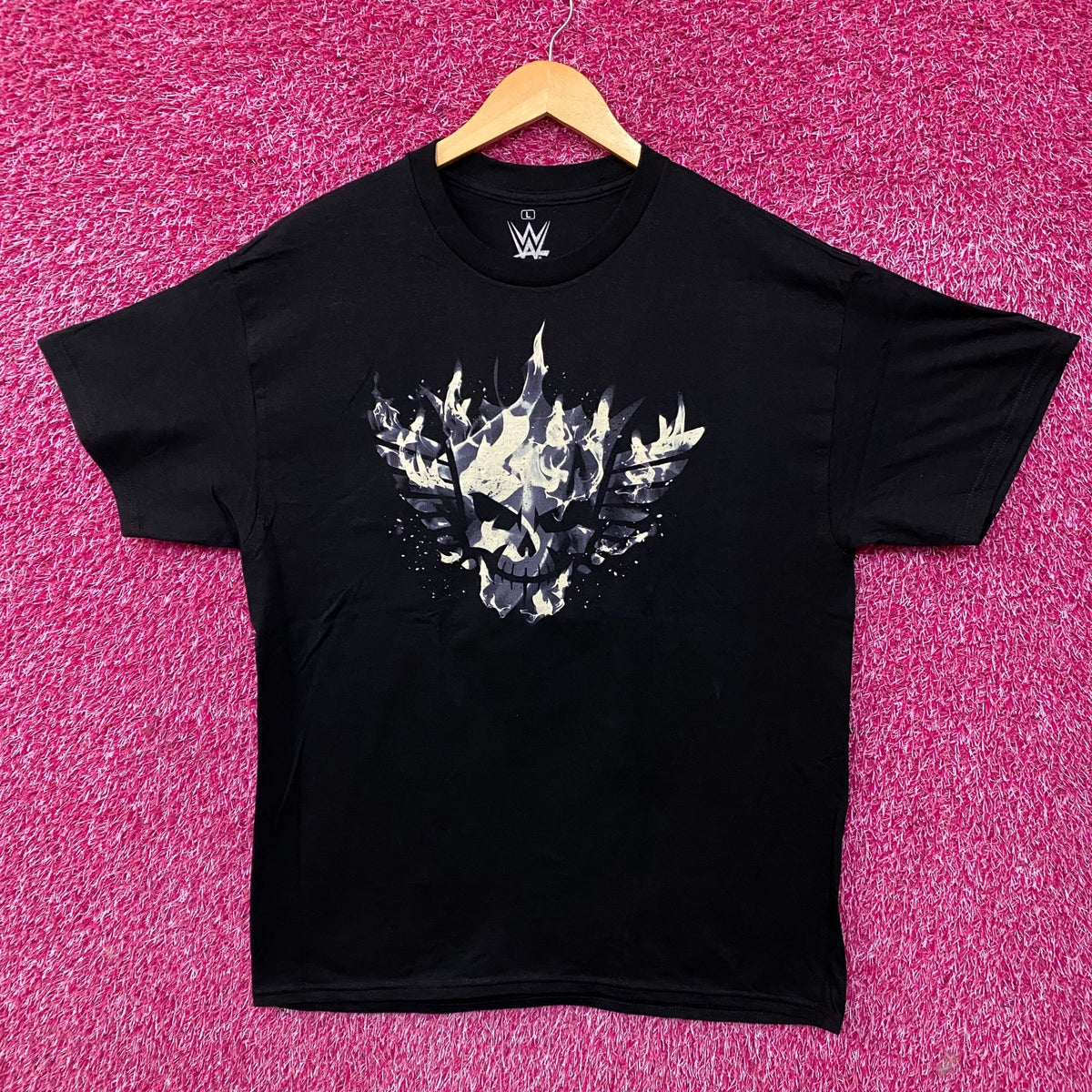 WWE Black Cody Rhodes Blue Tonal Fire Graphic T-Shirt Large
